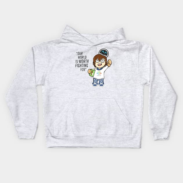 Our World is Worth Fighting For Kids Hoodie by urufangu